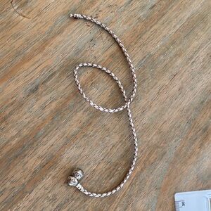 Pandora Silver and Champagne Braided bracelet